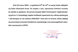 Zapraszamy na Dzień Otwartych DrzwiZSTiO im. K. Gzowskiego w Opolu