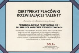 Nasza szkoła z Certyfikatem Placówki Rozwijającej Talenty!