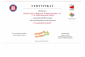 „Trzymaj Formę!” – Certyfikat dla naszej szkoły w Ogólnopolskim Programie Edukacyjnym